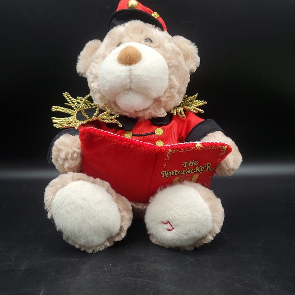 Animated Musical Nutcracker Teddy Bear Plush Christmas Storybook Singing 14"